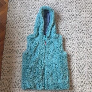 Mini Boden Girls Sleeveless Teal Hooded Vest Girls size 7